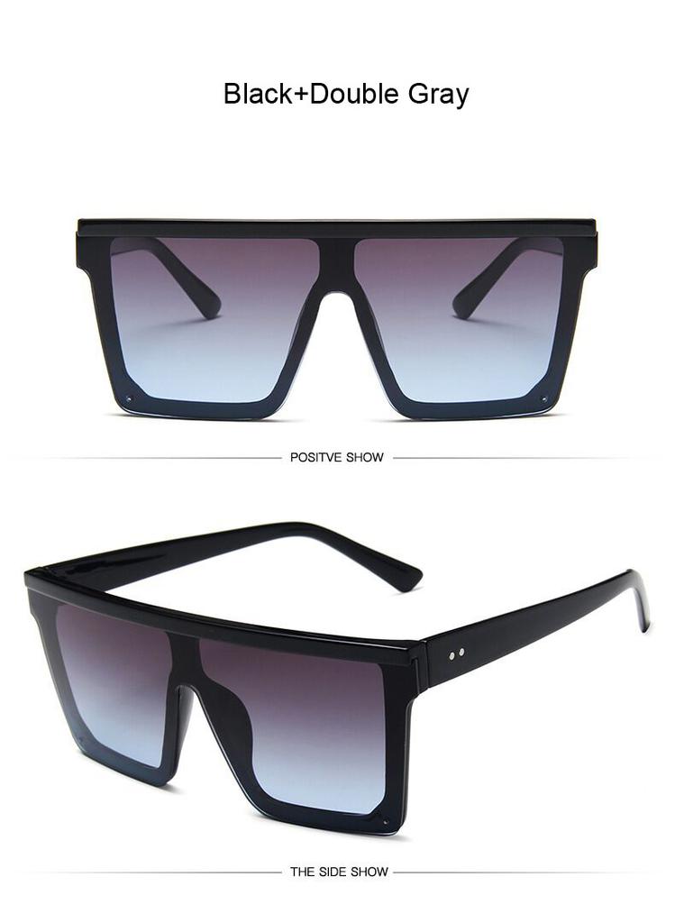Square Sunglasses Woman Luxury Retro Designer Sun Eyewear Female Big Frame Mirror Black Silver Flat Top Oculos De Sol