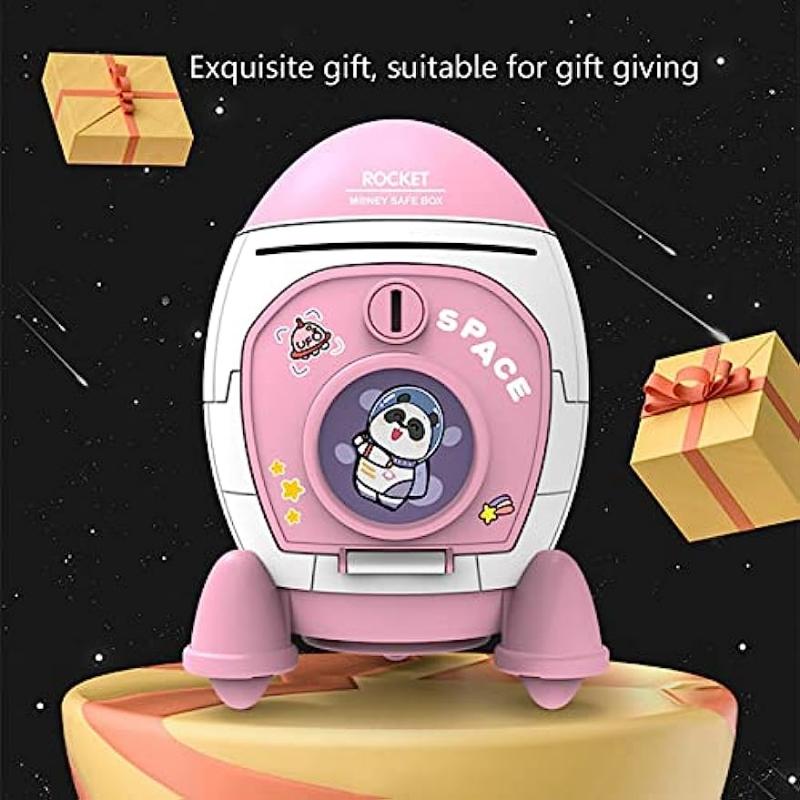 Dětská kreslená pokladnička ve tvaru vesmírné rakety pro chlapce a dívky s velkou kapacitou pro ukládání peněz, sváteční dárek