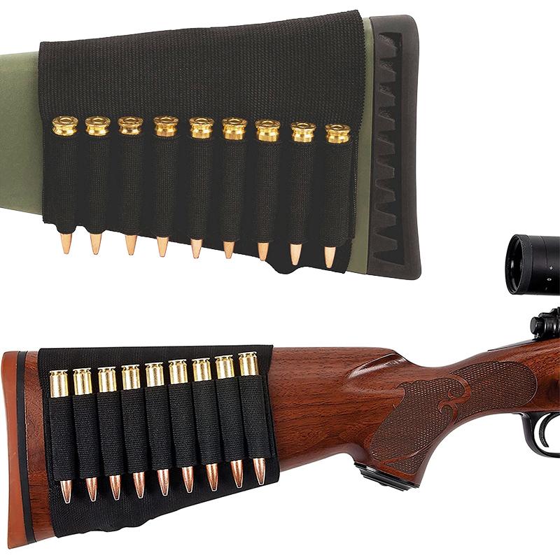 9 Rounds Rifle Buttstock Elastic Nylon Shell Ammo Holder Cartridge Shot Gun Shell Magazine fits most hunting rifles