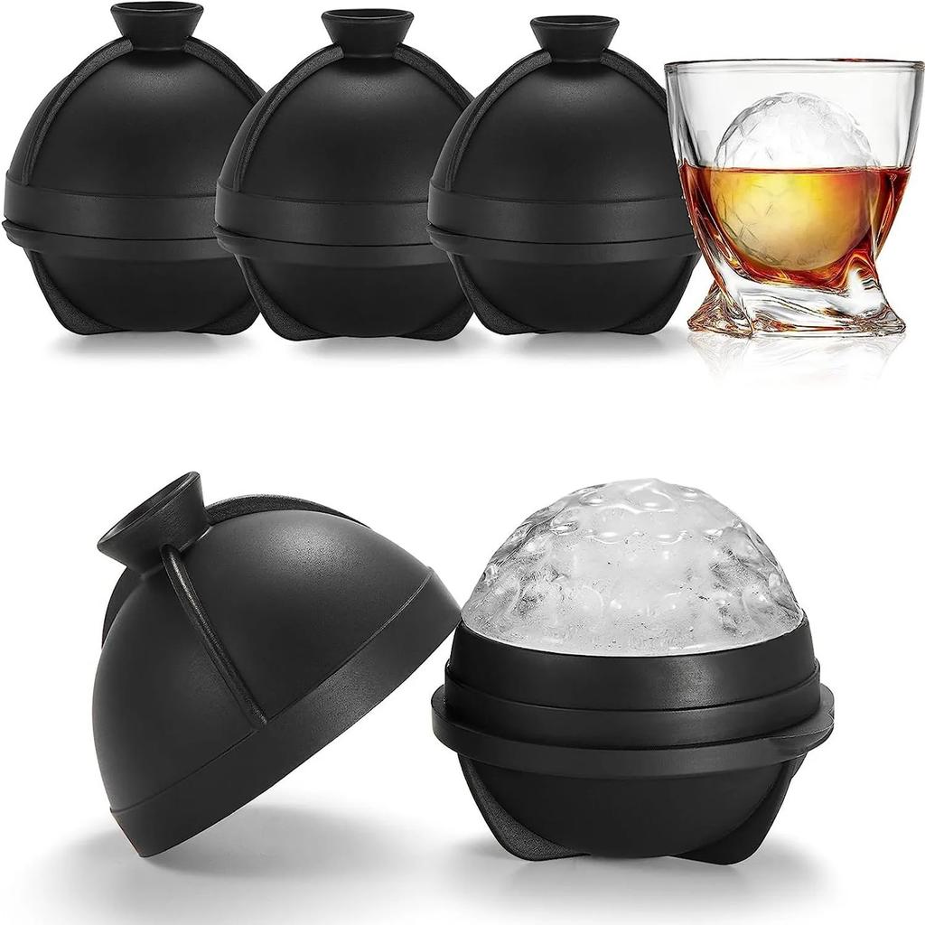 Food Grade Silicone Ice Ball Maker 3D Baseball Golf Hockey Shape with Built-in Funnel Easy Release No Plastic Sphere Mold