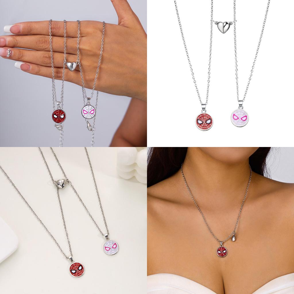 Spiderman Paar Magnetische Halskette mit Geometrischem Anhänger für Frauen