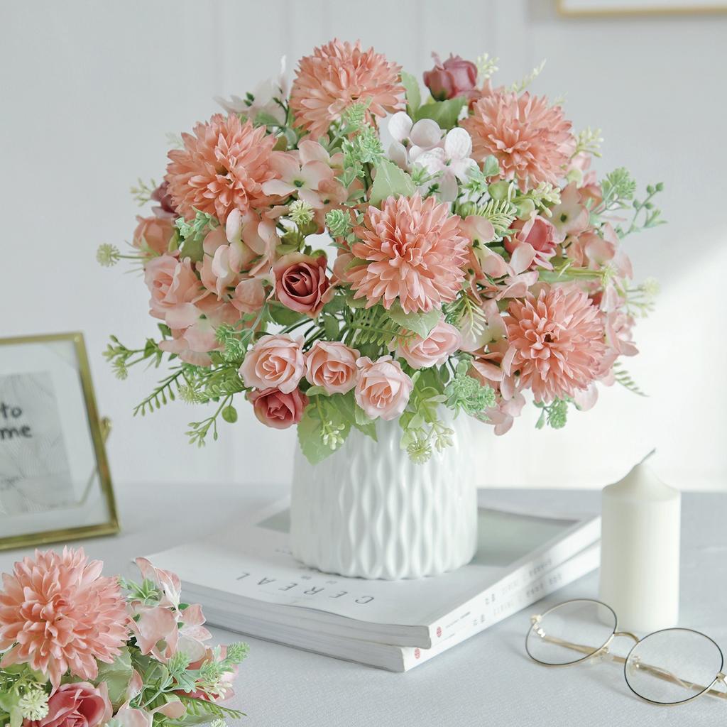 Künstliche Blumen Seidenrose Hausvase Tisch Bonsai Festival Party Garten Außen Hochzeit Brautstrauß DIY Geschenkbox Dekoration