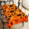 Halloween Rectangle Table Cloth Tombstone Spider Skull Candle Bat Table Cover for Indoor Halloween Wedding Party Table Decor