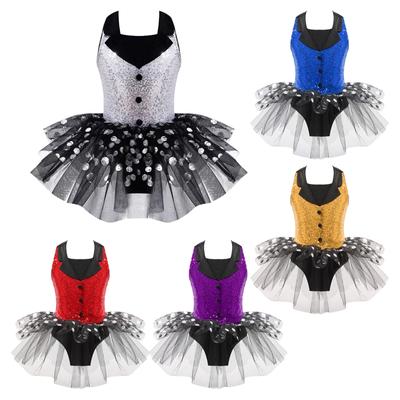 Mädchen Kinder Pailletten Träger Zurück Trikot Tutu Kleid Ballett Jazz Latin Modern Dance Performance Zirkus Kostüm