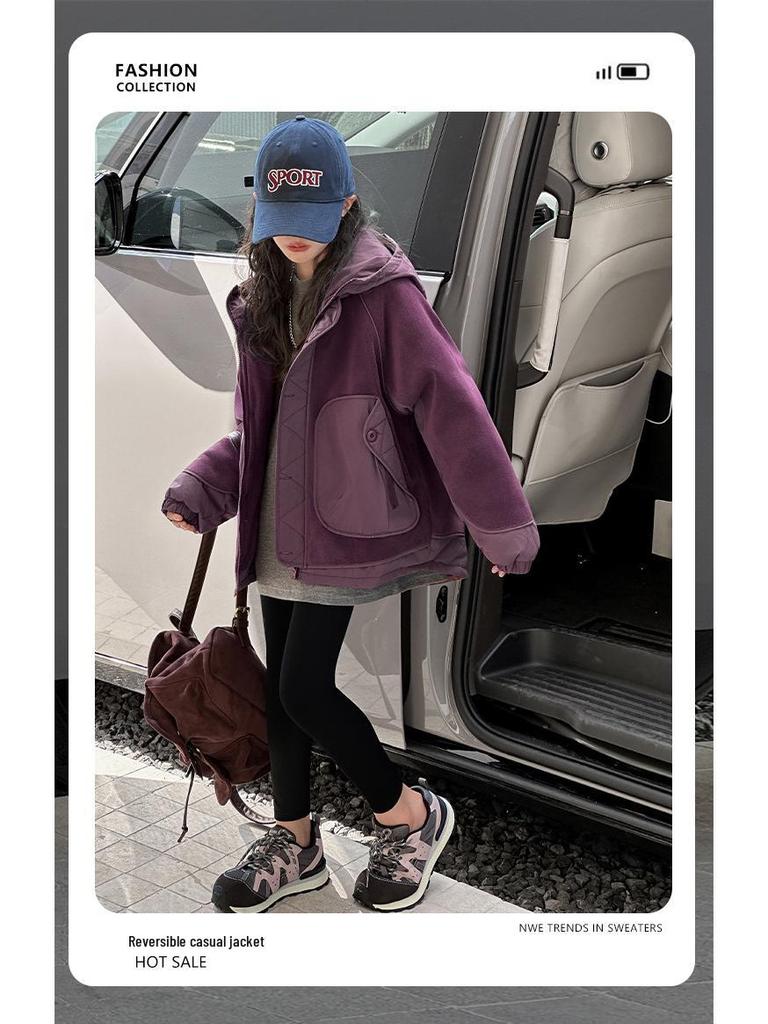 2025 Girls' Aoli Velvet Warm Cotton-Padded Top - Autumn/Winter Outerwear for Kids