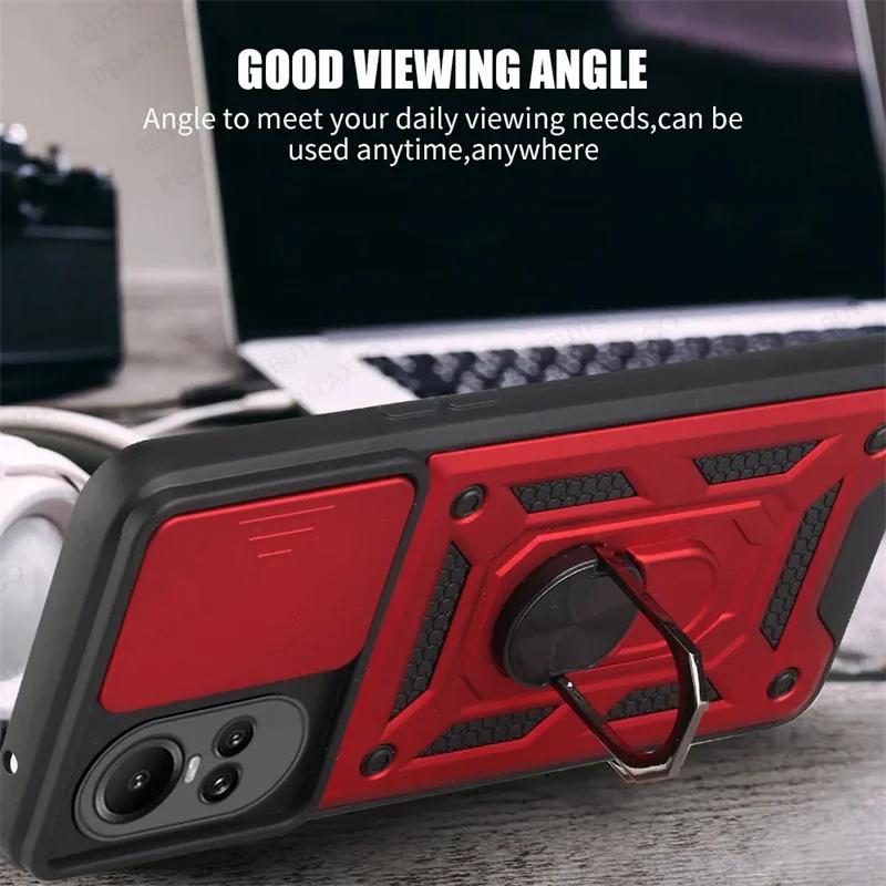 Armor Case For OPPO Reno 10 5G Reno10 Pro Reno 8T 7 6 5 Lite Cover Lens Protection With Ring Magnetic Holder Coque Fundas