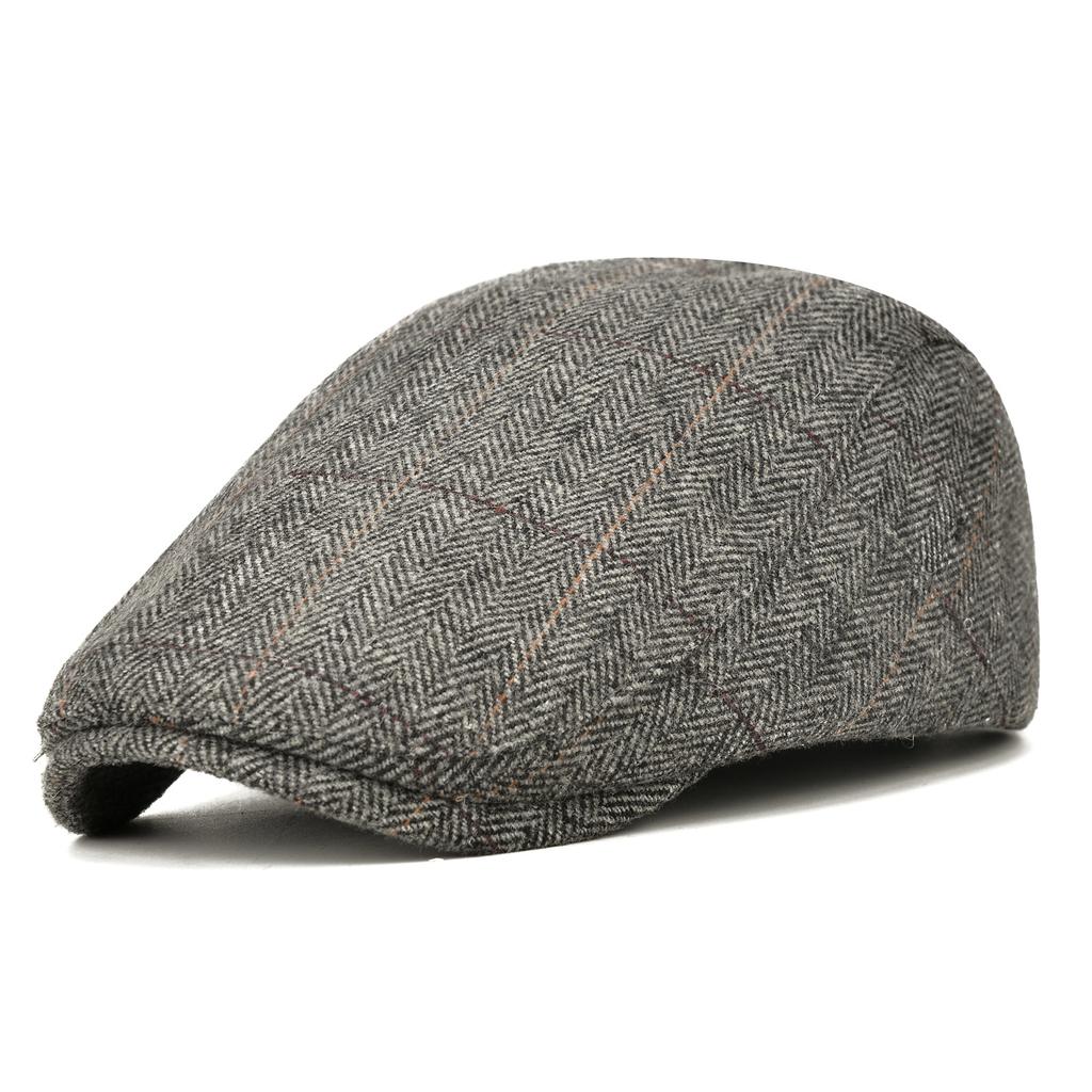 Men and Women Retro Newsboy Cap Men Autumn Winter Herringbone Duckbill Hat Tweed Flat Peaked Beret Hat Women Painter Gatsby Driving Cap
