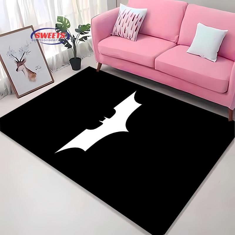 Koberec s motivem loga Batmana č. 2, podložka do obývacího pokoje, ložnice, k posteli, pohodlný protiskluzový odolný koberec, moderní jednoduchý styl, pratelný koberec