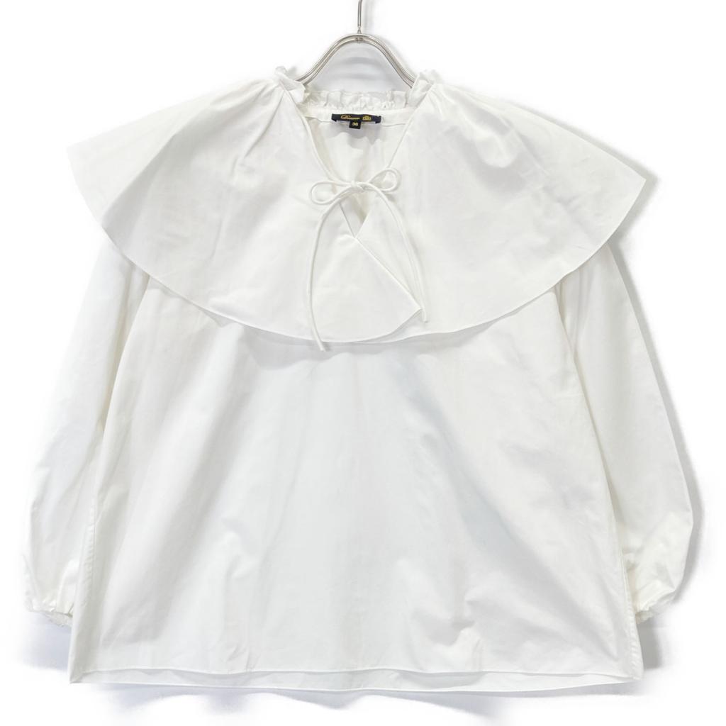 DRAWER 22 White Cotton Frill Collar Blouse Tops 36 whiteUsed