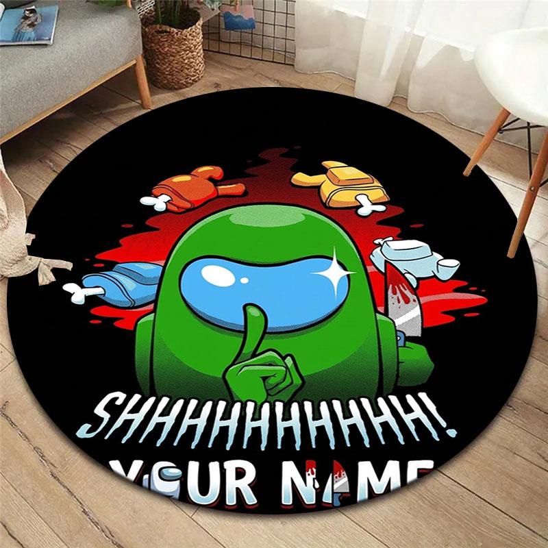 Among Us Custom Name Round Area Rug,Carpet Rug for Living Room Bedroom Sofa Playroom Decor,Non-slip Floor Mat