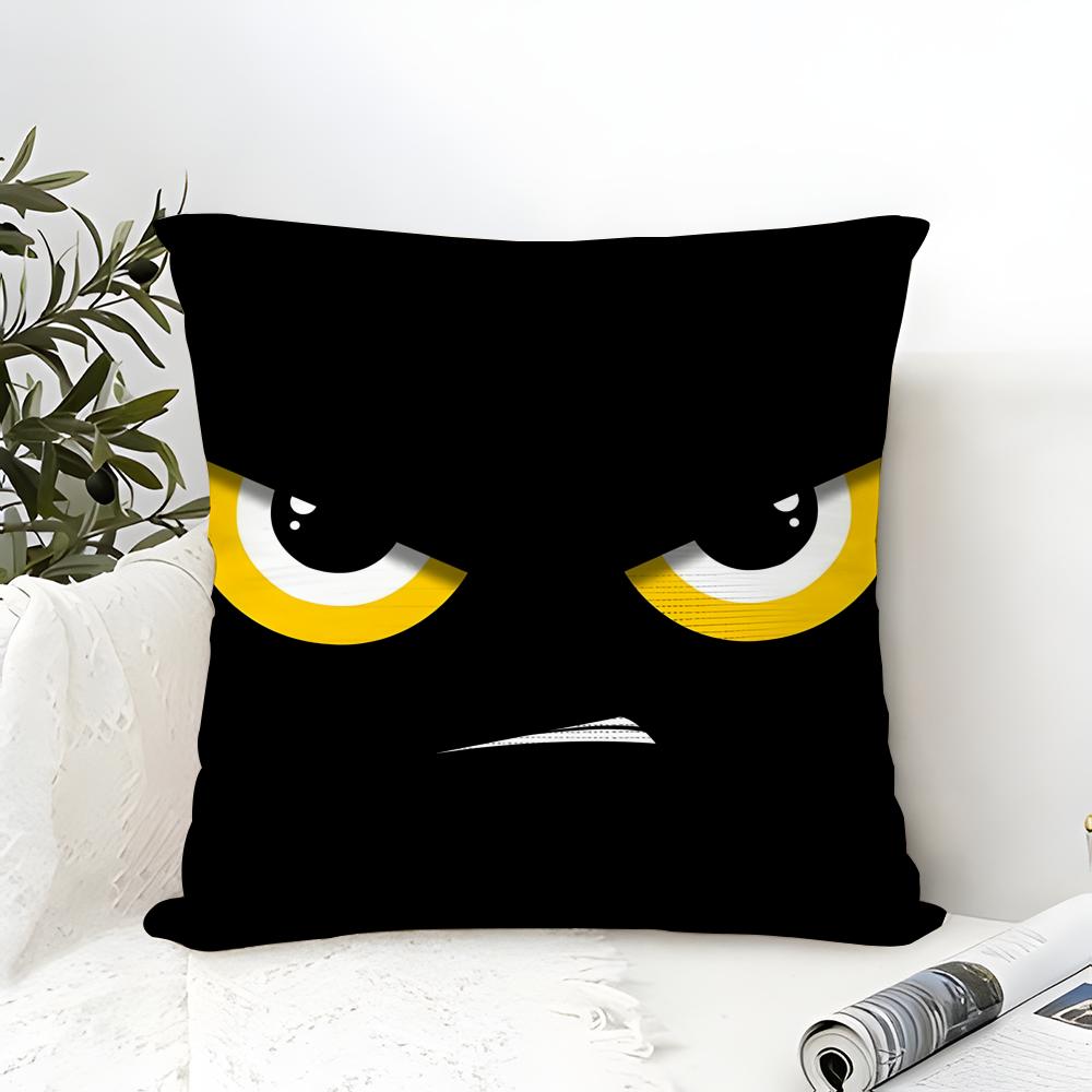 Pillow Case Cotton Linen Fabric Square Zipper Pillowcase Home Decorative Living Room Cartoon Expressions Of Angry Eyes 3