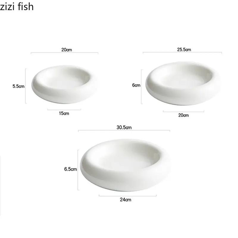 Keramický jídelní talíř Restaurace Kreativní izolační talíř Silný polévkový talíř Dezert Jídlo Sushi talíře Kulaté jednobarevné nádobí