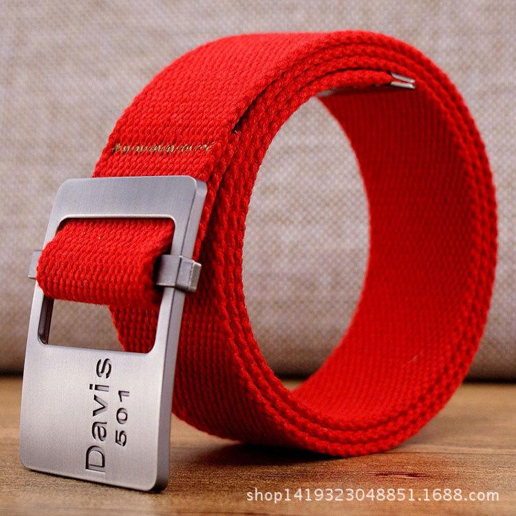 

Мужской удлиненный повседневный ремень с гладкой пряжкой для брюк, студенческий парусиновый ремень на талию 100-135CM китайский красный