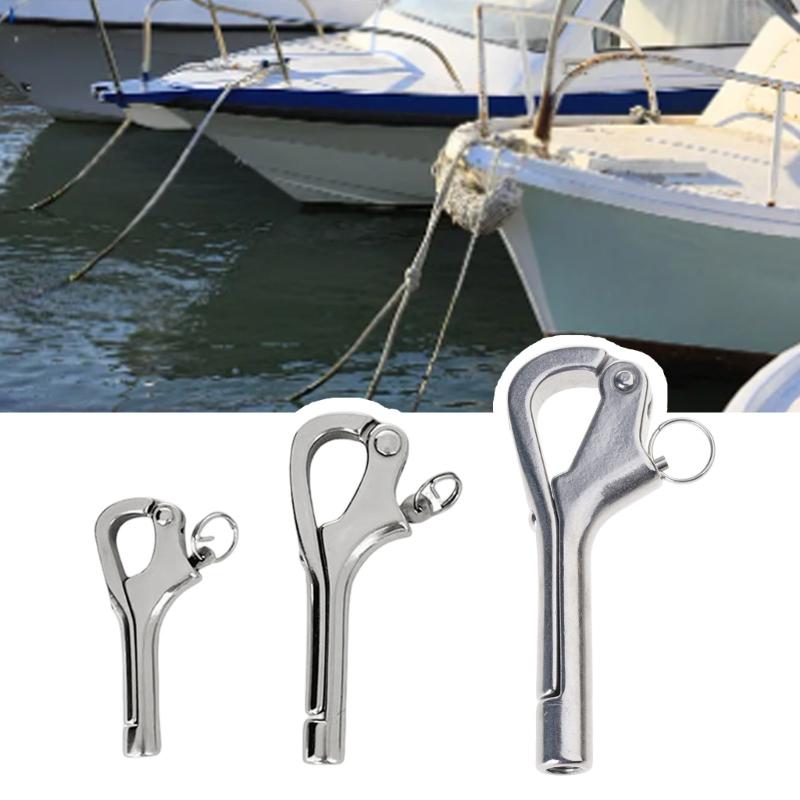 Quick Release Railing Hook Stainless Steel Hardware, Internal Thread 2 Pack for Boat Wire Rope and Guard Lines