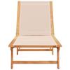 VidaXL Chaise longue crème bois d'acacia solide et textilène, lit de soleil, lit de repos, chaise longue d'extérieur, lit de 4008412