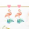 Environmentally Friendly Acrylic Earrings, Fashionable Cartoon Flamingo Love Earrings, Stud Earrings For Women