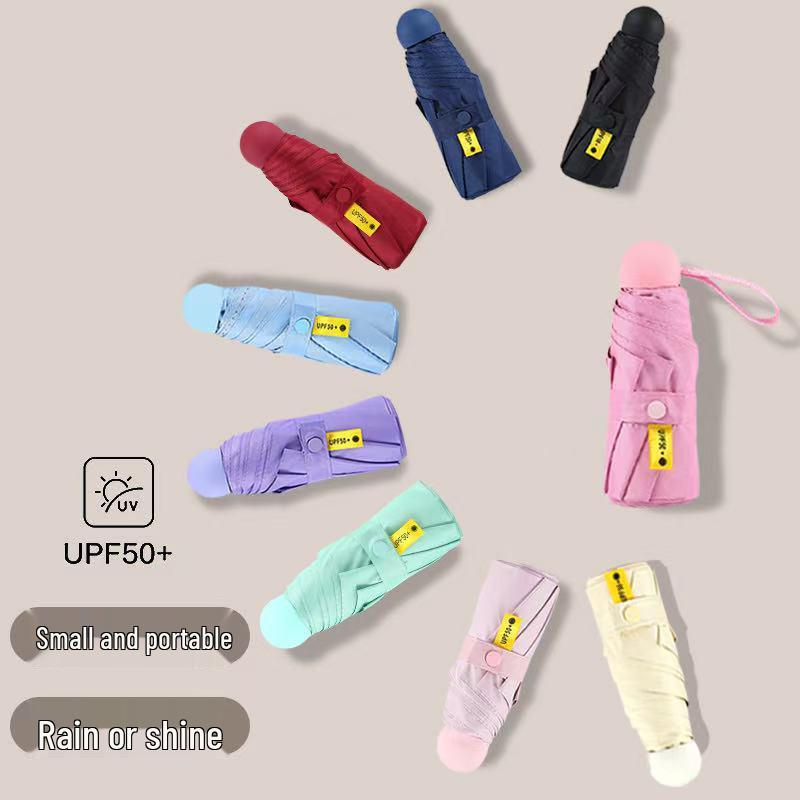 

Женский зонт от солнца двойного назначения: Автоматический, Солнцезащитный и Дождевой Зонт с Солнцезащитным Покрытием из Черного Клея, Складной, Японский и Корейский Стиль 50% off 6-rib manual (compact)