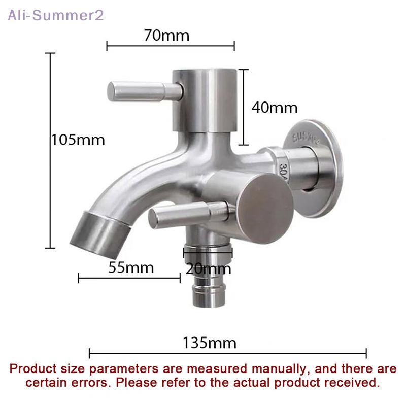 304 Stainless Steel Faucet One Into Two Out Multifunction Double-outlet Washing Machine Faucet Outdoor Garden Sink Pool Faucet