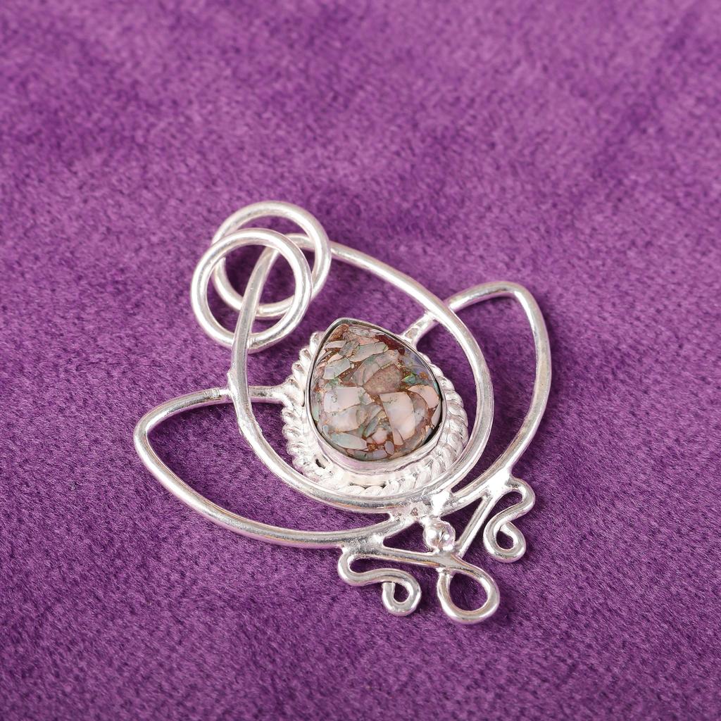 Ethiopian Copper Turquoise Pendant, 925 Sterling Silver Jewelry, Gift For Women Handmade Pendant Gemstone Jewelry