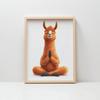 Plakat Medytująca Lama Plakat Medytująca Lama, 50X70 Cm, Rama Aluminiowa Złota, Papier Matowy 230 Gsm