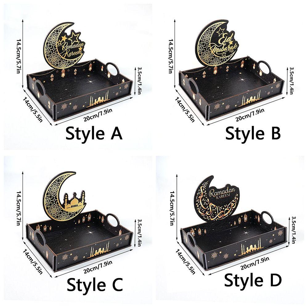 Stern Mond Ramadan Holztablett Handgefertigter Lebensmittelhalter Eid Mubarak Snacktablett Eid Mubarak Feier