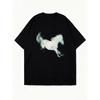 Oversized T Shirt Dress Black Horse Print Casual Streetwear Fashion Women Summer Outfit