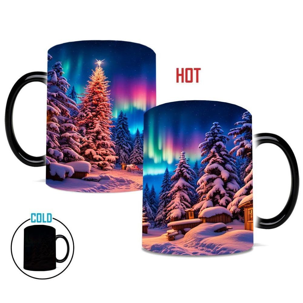 Christmas Northern Lights Color Changing Cup Ceramic Coffee Mug Snowman Christmas Tree