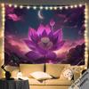 Dreamy Cosmic Lotus Flower Tapestry Wall Hanging Boho Galaxy Moon Art Large Bedroom Decor Abstract Backdrop 180x280cm