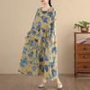 DIMANAF New 2026 Women Long Dress Plus Size Spring Summer Vintage Loose Oversize Long Sleeve Maxi Floral Print