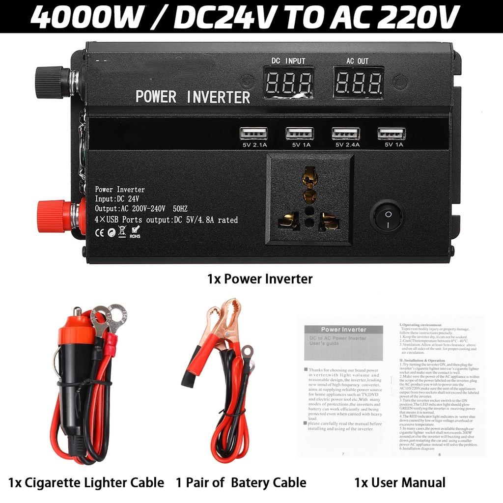 5000W Intelligent Digital Display Modified Sine Wave Inverter Voltage Transformer Power Converter Black