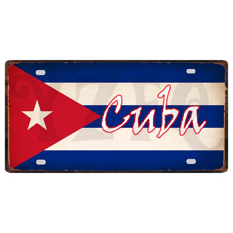 YZFQCuba Jemen Haiti Bahamas Uruguay Nationalflagga Metall Vintage Resesouvenir Väggbutik Hem Konstdekor 30X15CM DC-1416B