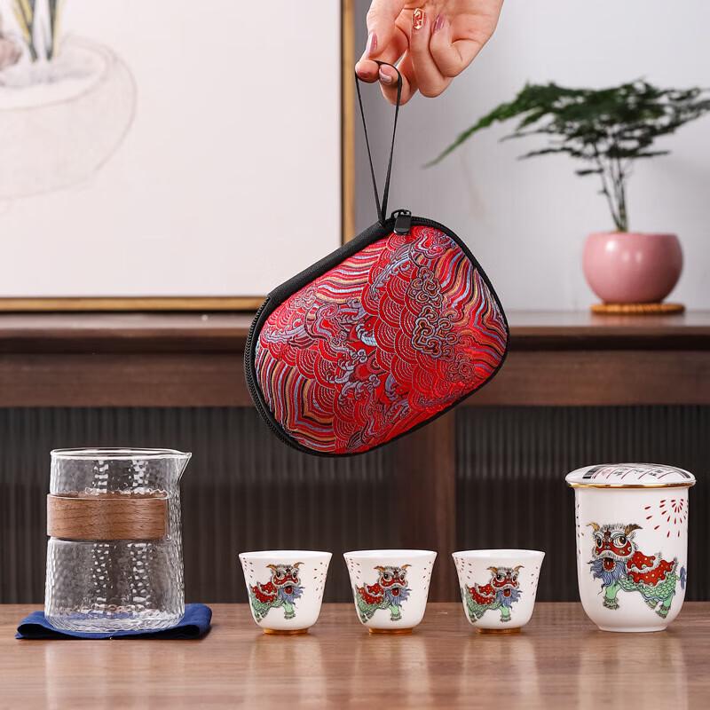 

Chaxun White Porcelain Travel Tea Set (Lion Lantern Design)