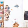 Cartoon Cute Cat Smiling Face Peeking At Animal Door Stickers Removable for Bedroom Living Room Nursery Decoration Wall Decal