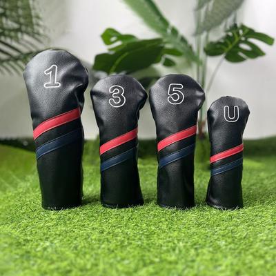 Housse de tête de club de golf en cuir PU Étiquette numérique Housse de tête pour bois Protecteur de club de golf durable Fairway Driver