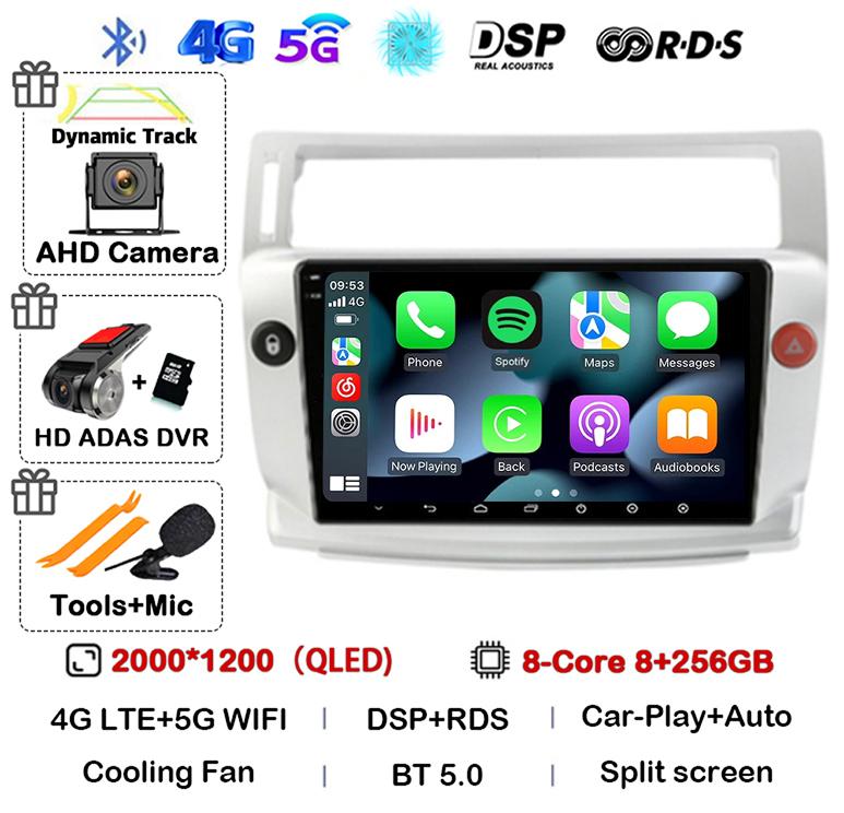 Android 14 Carplay Auto For Citroen C4 C-Triomphe Quatre 2004-2014 Car Radio Multimedia Video Player Head Unit Stereo 360 Camera