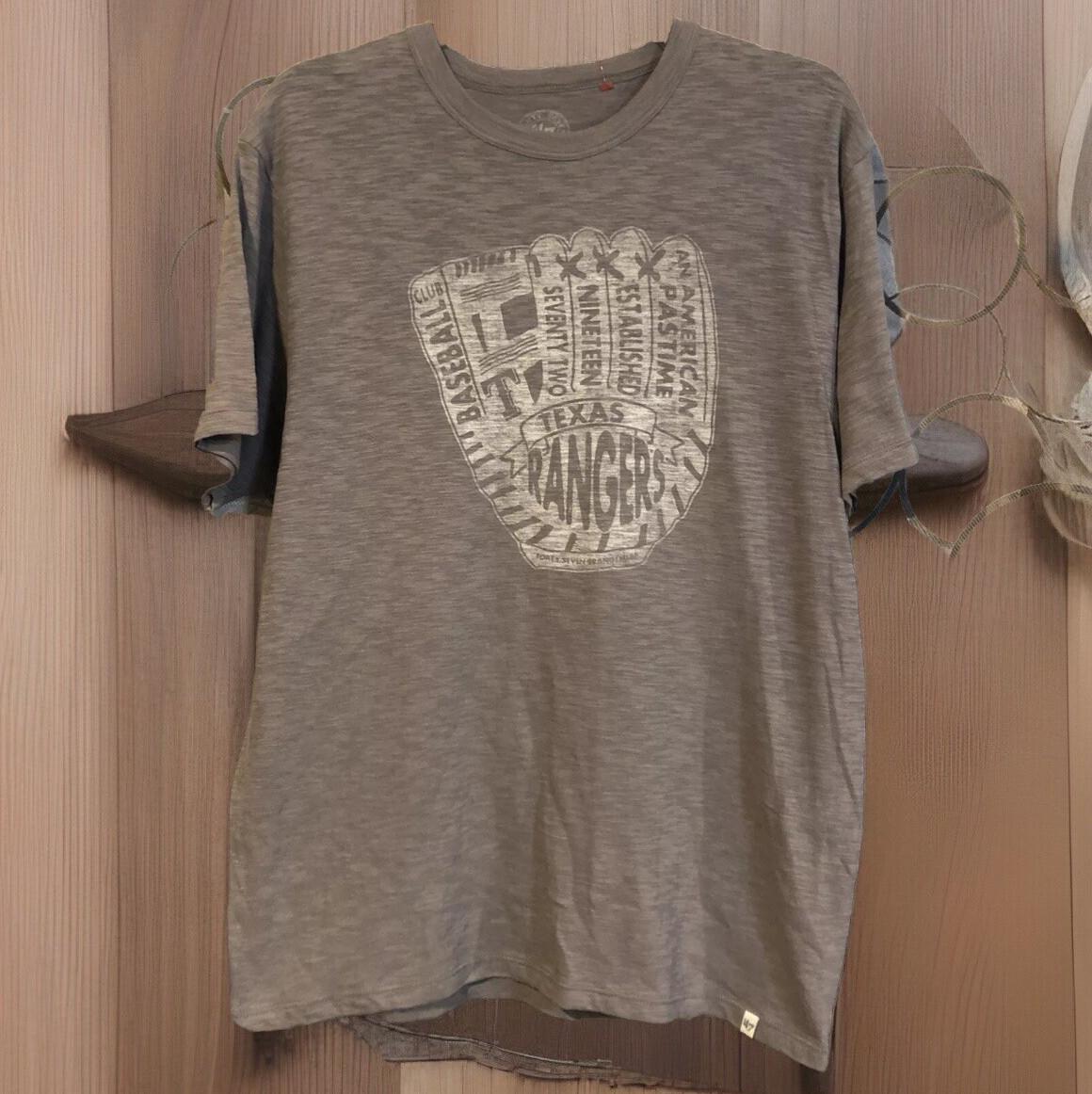MLB Texas Rangers Gray M Baseball Glove Graphic Established 1972 Men s Unisex T-Shirt XL