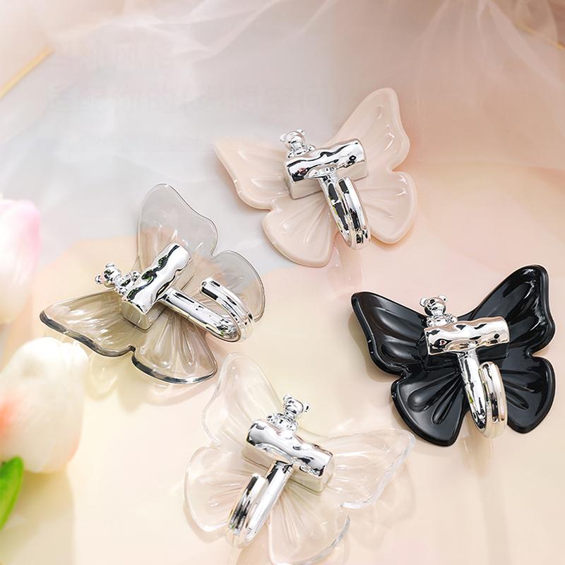 8 Pcs Plastic Butterfly Wall Hooks Wall Mounted Self Adhesive Butterfly Storage Hanger Moisture-proof Decorative Key Holder