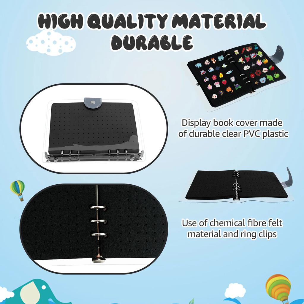 Enamel Pin Collector Album Display Book with Clear PVC Cover 8 Pages Pin Book Portable Pin Organizer Badge Holder Pin Collection