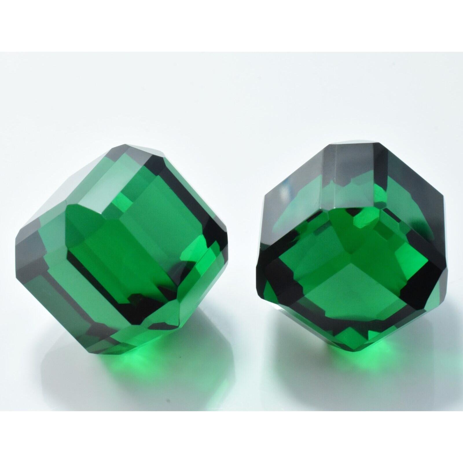 

Unique Lab-Created Emerald Green Cube Cut 94.15 Ct CERTIFIED Loose Gemstone Pair 1S-833 17.00 mm approx зелений