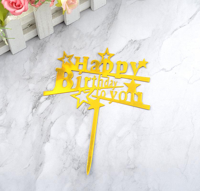 Gold & Black Mirrored Acrylic Cake Topper