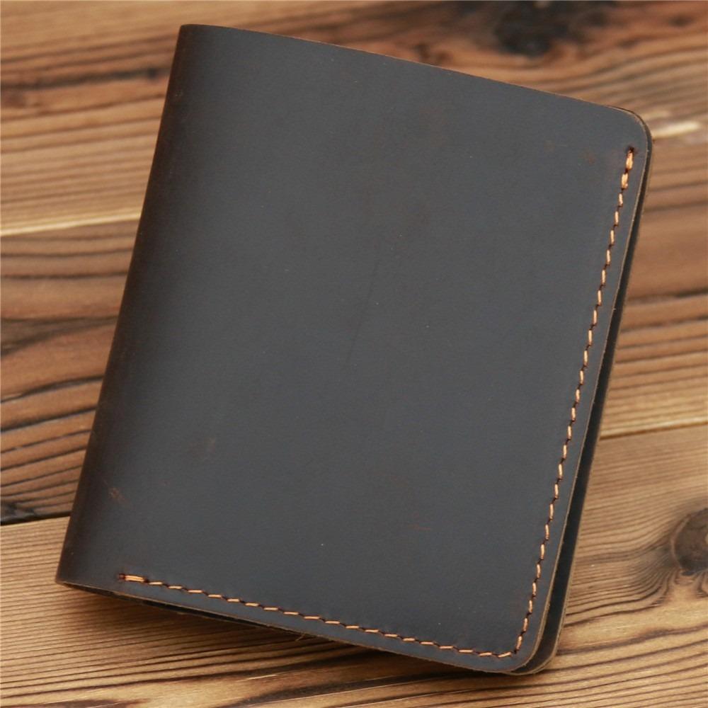 Bifold Design Men Genuine Leather Wallet Retro Male Purse Handmade Wallet  Outdoor