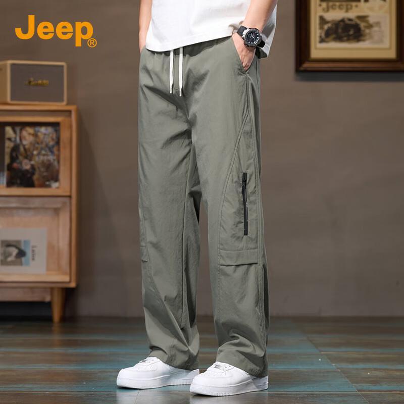 Jeep Men's Summer Lightweight Loose Straight-Leg Cargo Pants