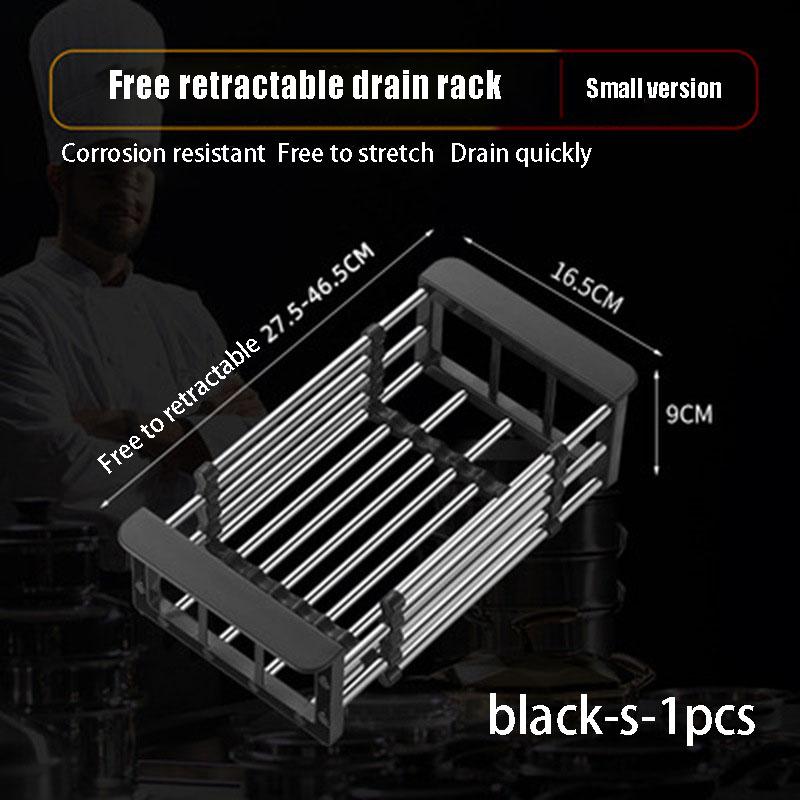 Stainless steel drainage rack retractable kitchen storage rack sink fruit and vegetable basket  household dishwashing rack