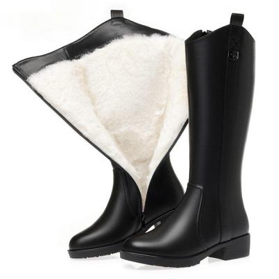 Frauen Stiefel Winter Große Größe Echtes Leder Frauen Lange Stiefel Natürliche Wolle Western Cowboy Stiefel Damen