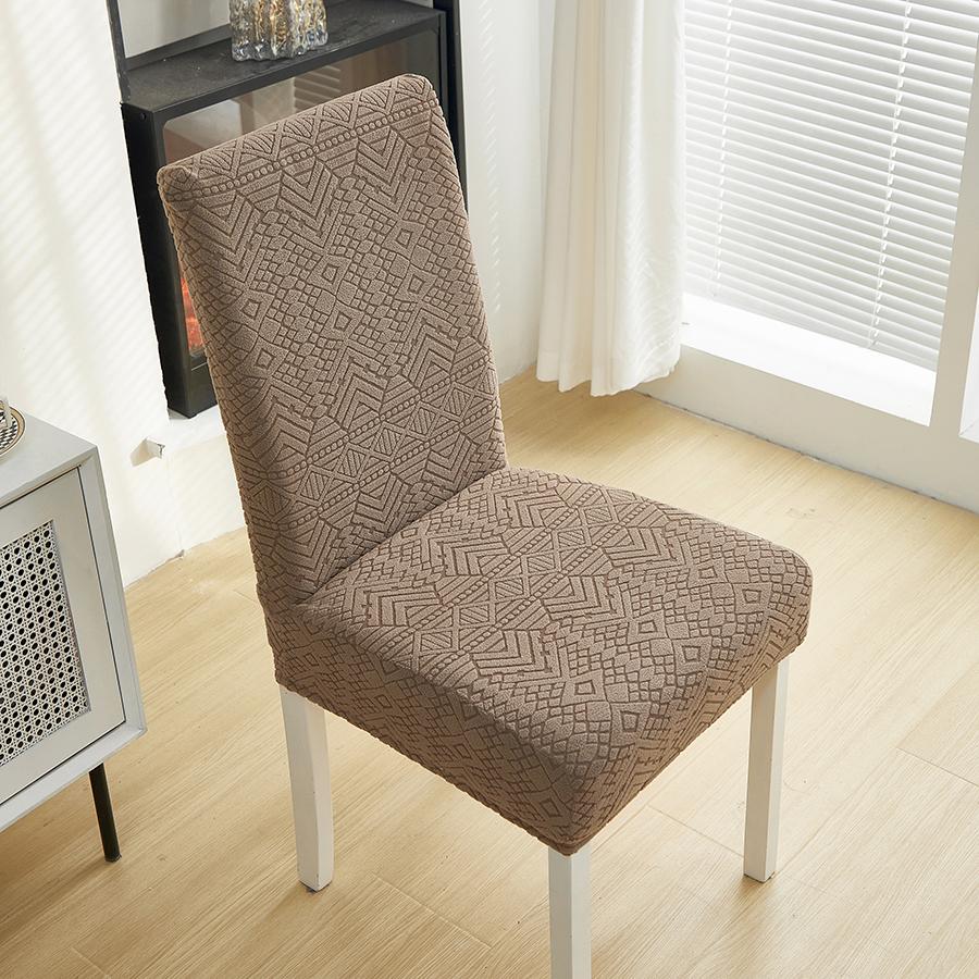 

1/2/4/6Pc Stretch Polar Fleece Jacquard Chair Covers - Geometric Pattern, Easy Install For Home & El 1pc