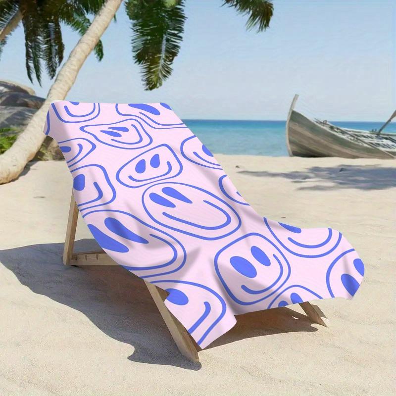 Smiley Face Beach Towel Abstract Pattern Print Fun Design Quick Dry Soft Microfiber Bath Towel For Kids Teens Beach Party Gift