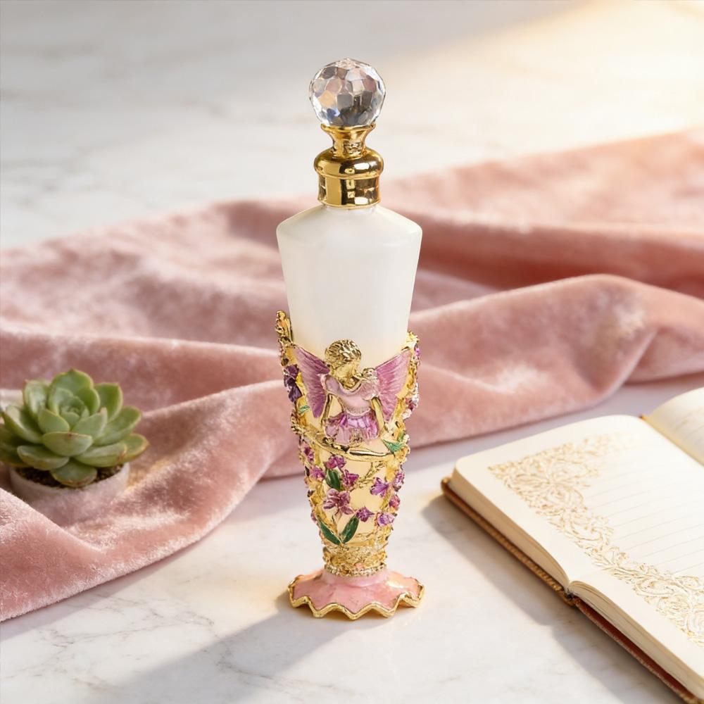 

25ml Angel Girl Conical Enamel Perfume Bottle Mini Refillable Essential Oil Container Home Travel Holiday Gift Wholesale