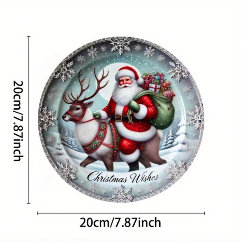 Christmas Metal Sign Santa Claus Sleigh Reindeer Gift Bag Home Party Decor