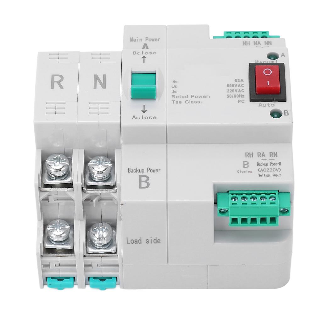 Dual Power Automatic Transfer Switch 2P DIN Rail Installation Quick Switching Electrical Selector Switch AC 220V