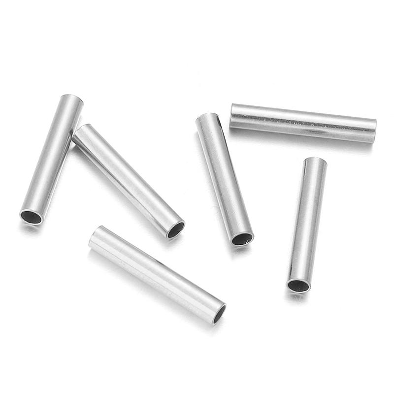 

10pcs/Lot Stainless Steel Tube Spacer Beads Connector Straight Tube For Jewelry Making DIY Chock Necklace Making Wholesale 15x2.5mm